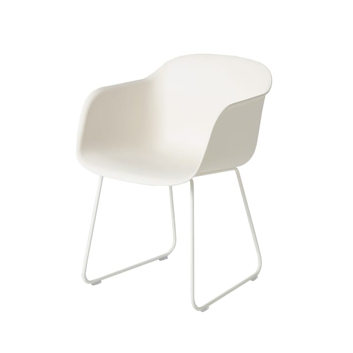 Fiber karmstol sled base - natural white, hvide ben - Muuto