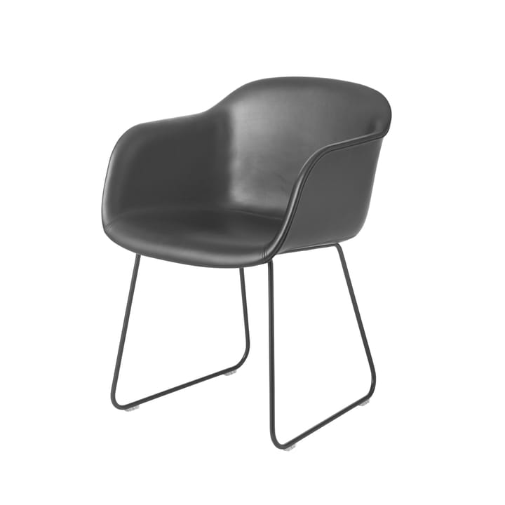 Fiber karmstol sled base - Refine læder sort, sort - Muuto