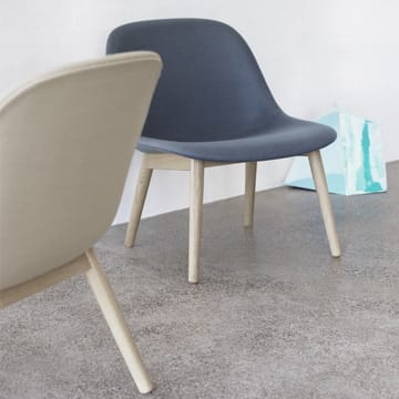 Fiber lounge lænestol med egeben - blå - Muuto