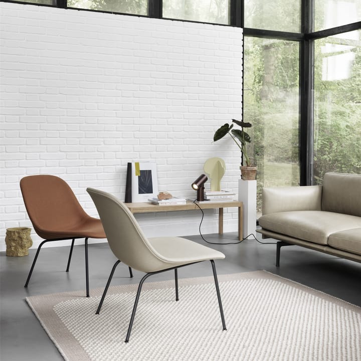Fiber lounge lænestol med stålben - beige, sort - Muuto