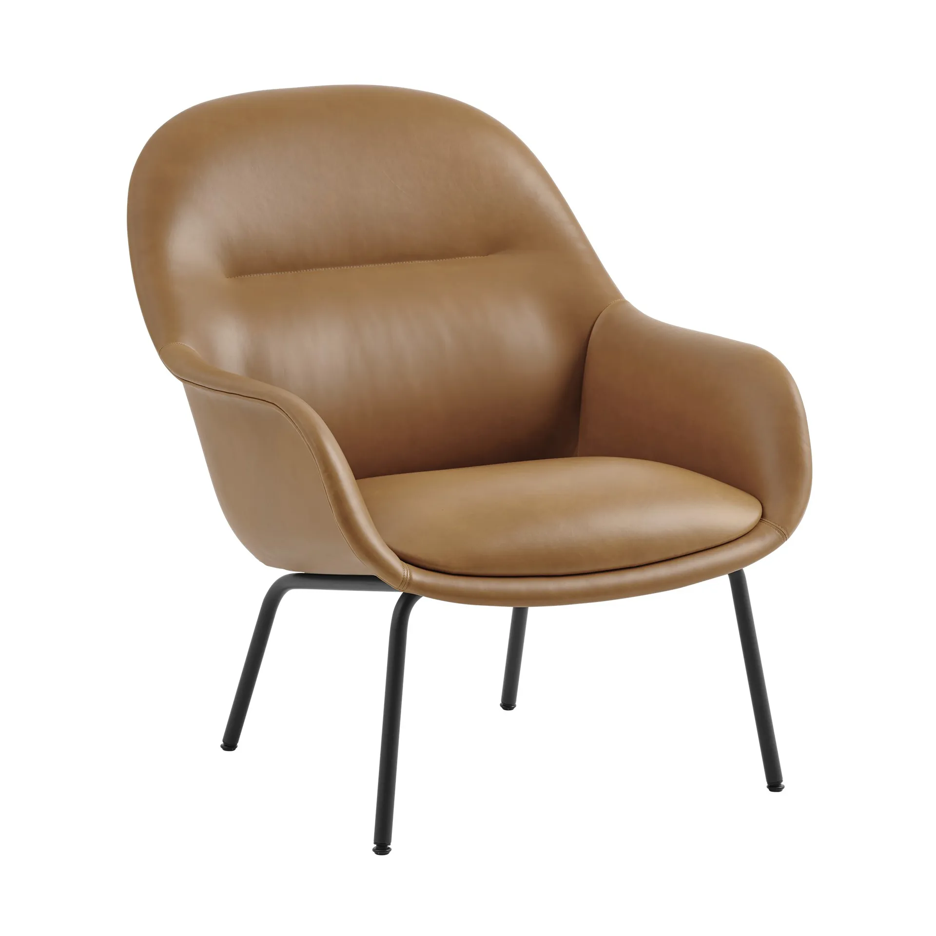 Fiber Lounge lænestol med stålben, Refine leather cognac-black Muuto