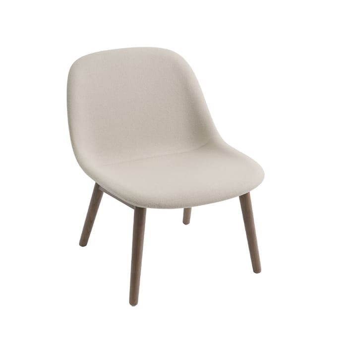 Fiber loungestol wood base - stof Hero 211 beige, brunbejdsede egetræsben - Muuto