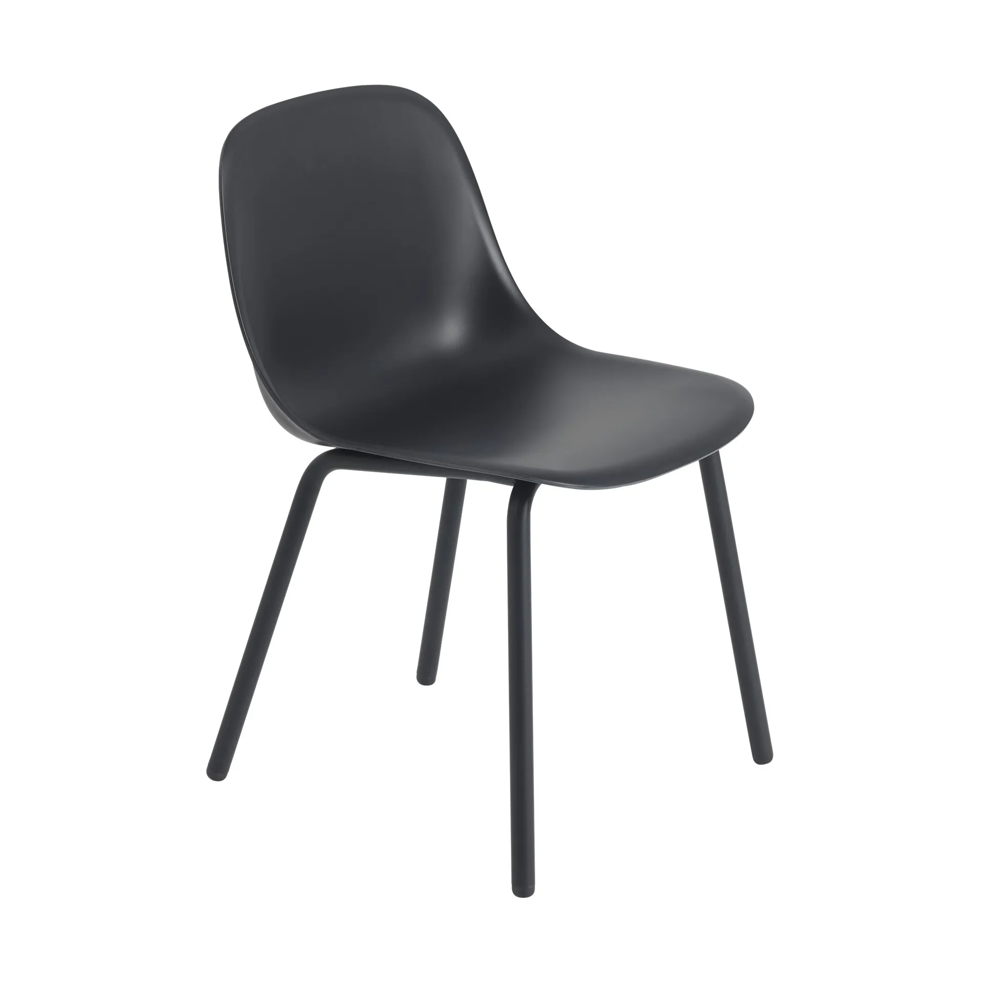 Fiber Outdoor side chair stol med stålben, Anthracite black Muuto
