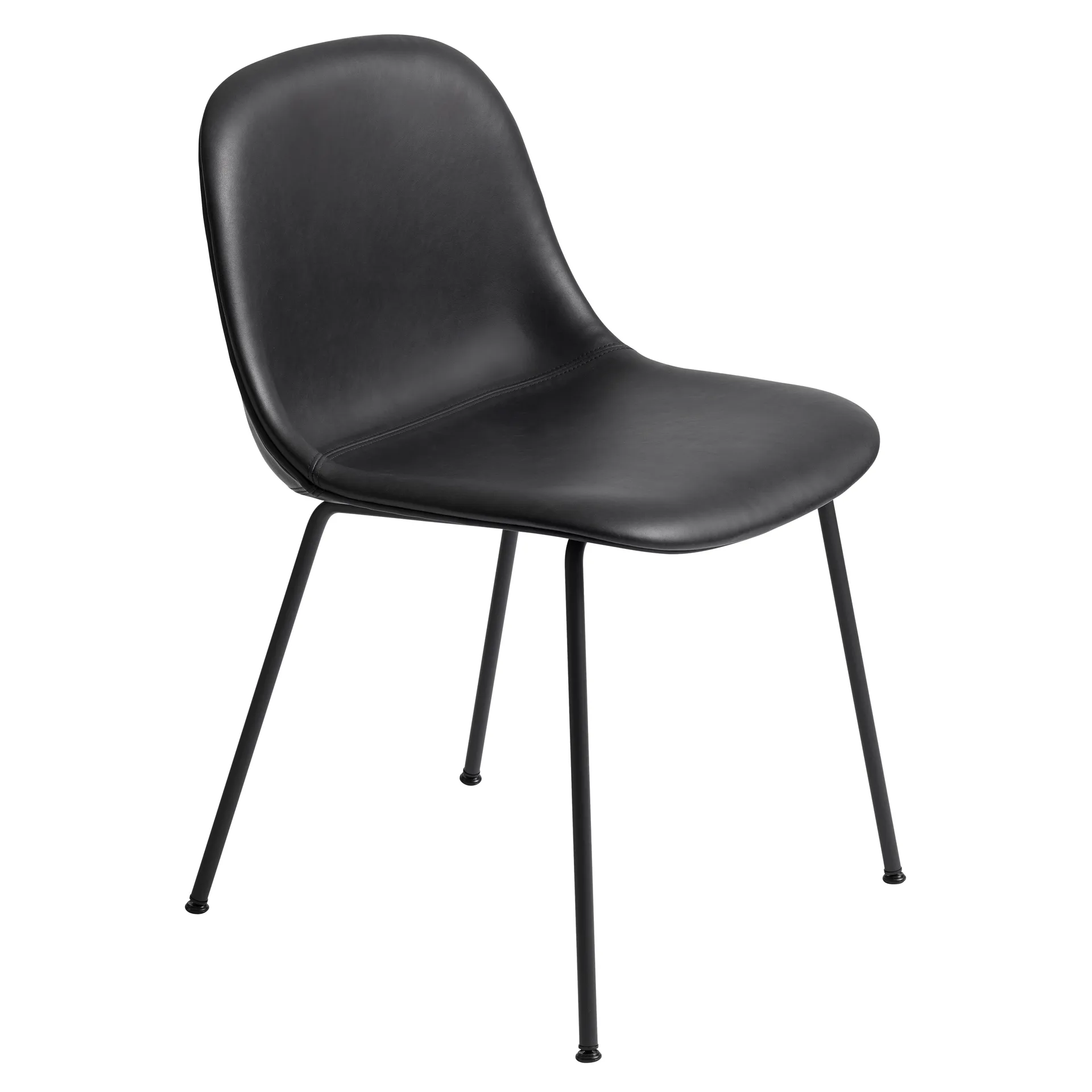 Fiber side chair læderstol, svart skinn Muuto
