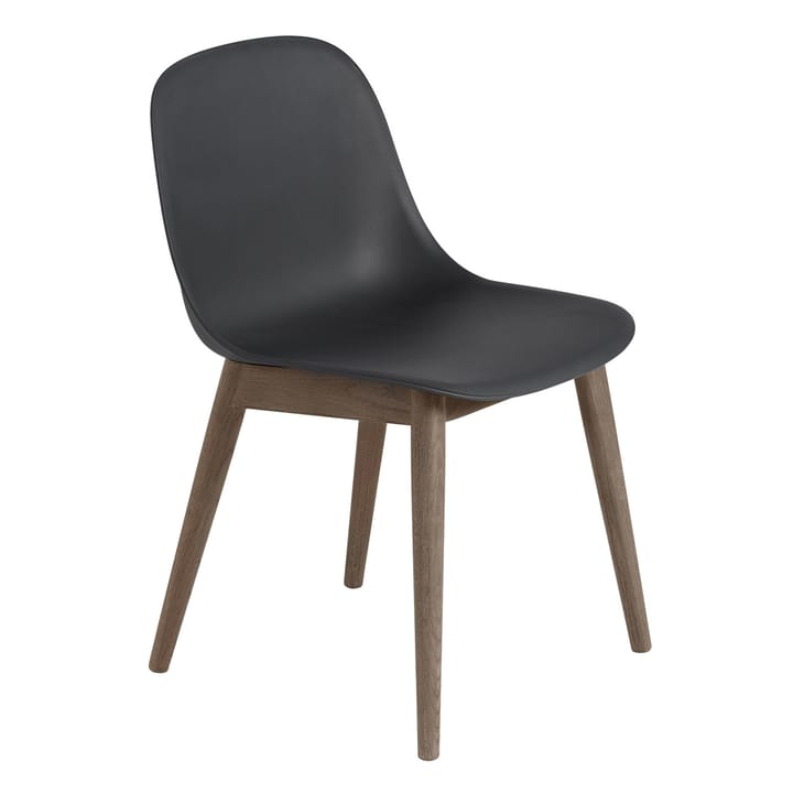 Fiber Side Chair stol med træben - Black/Stained dark brown - Muuto