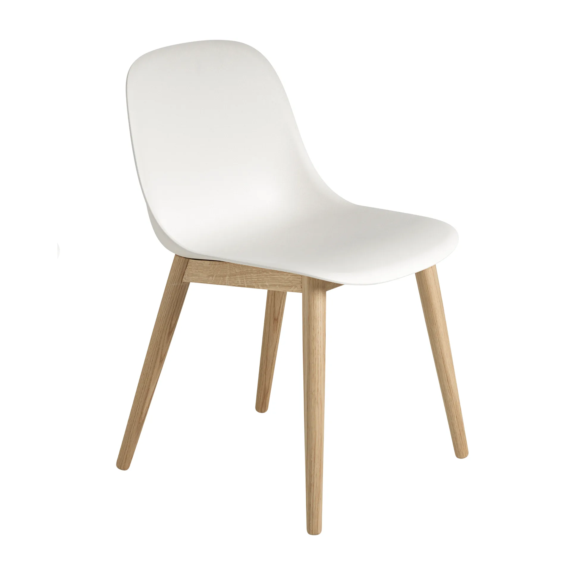 Fiber Side Chair stol med træben, hvid-egetræ Muuto