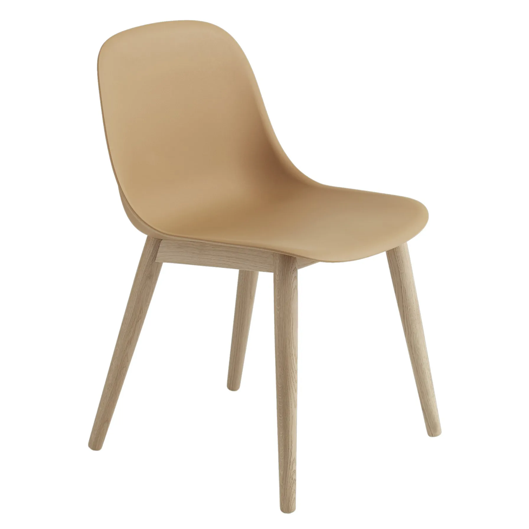 Fiber Side Chair stol med træben, Ochre/Oak Muuto