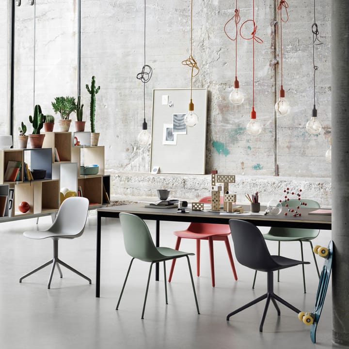 Fiber stol stålmeder plastsæde, Natural white/White Muuto