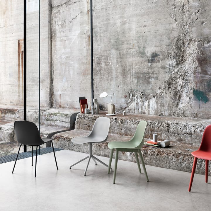 Fiber stol stålmeder plastsæde, Natural white/White Muuto