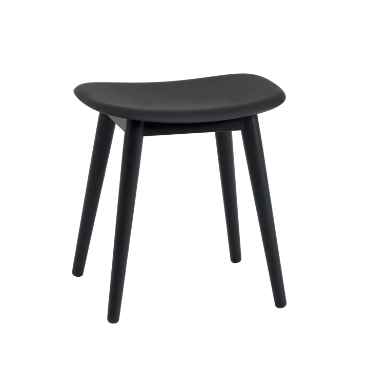 Fiber taburet - black, ben i træ - Muuto