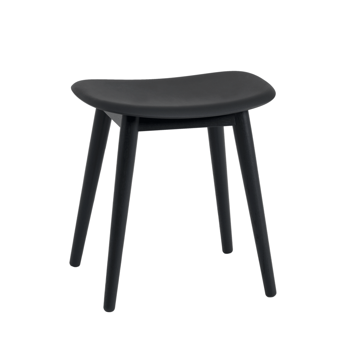Muuto Fiber taburet black, ben i træ | Skandinavisk Design | Skamler | Sort