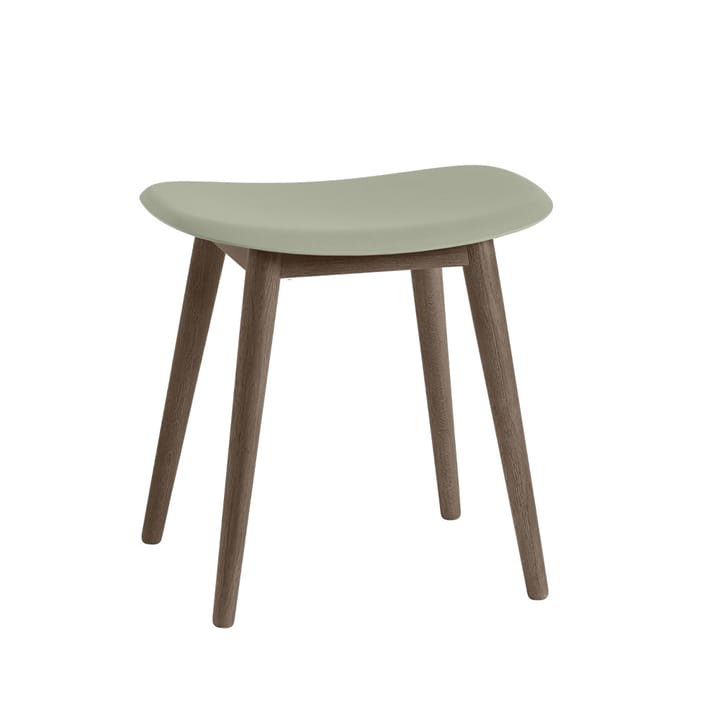 Fiber taburet, dusty green, mørkebrunbejdsede ben i træ Muuto