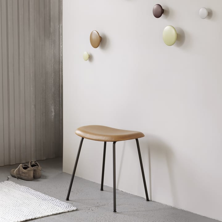 Fiber taburet, læder black, sort stålstel Muuto