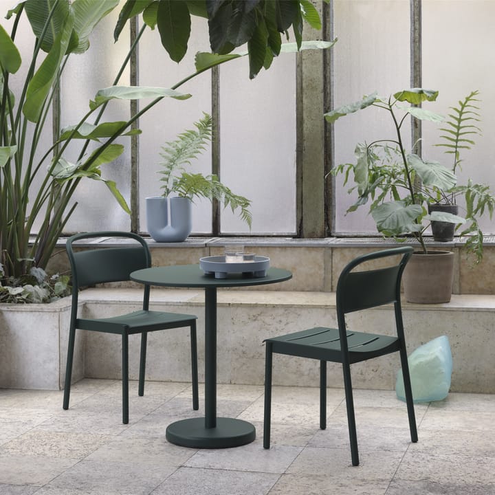 Linear stålbord Ø70 cm, Dark green Muuto