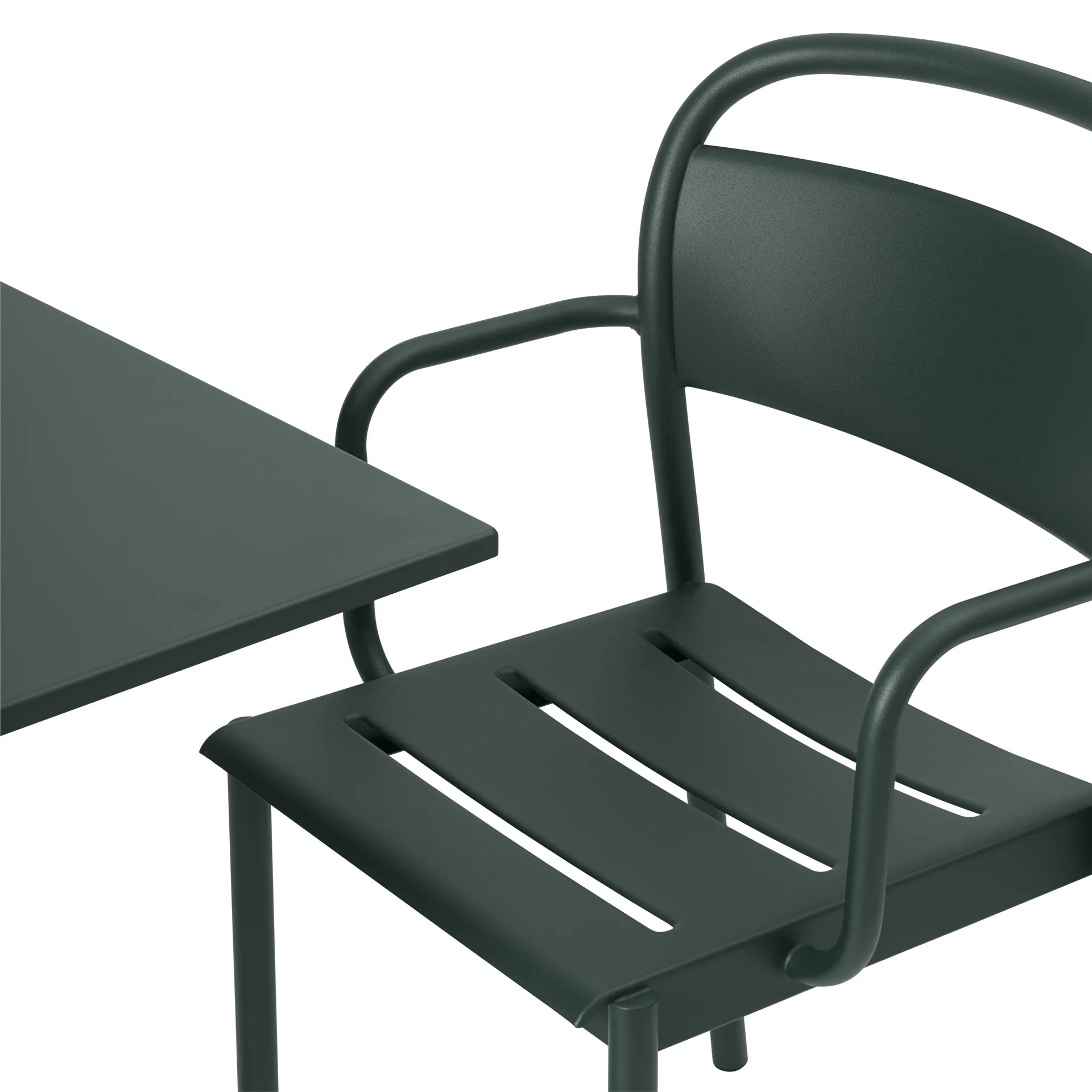 Linear steel armchair karmstol, Dark green Muuto