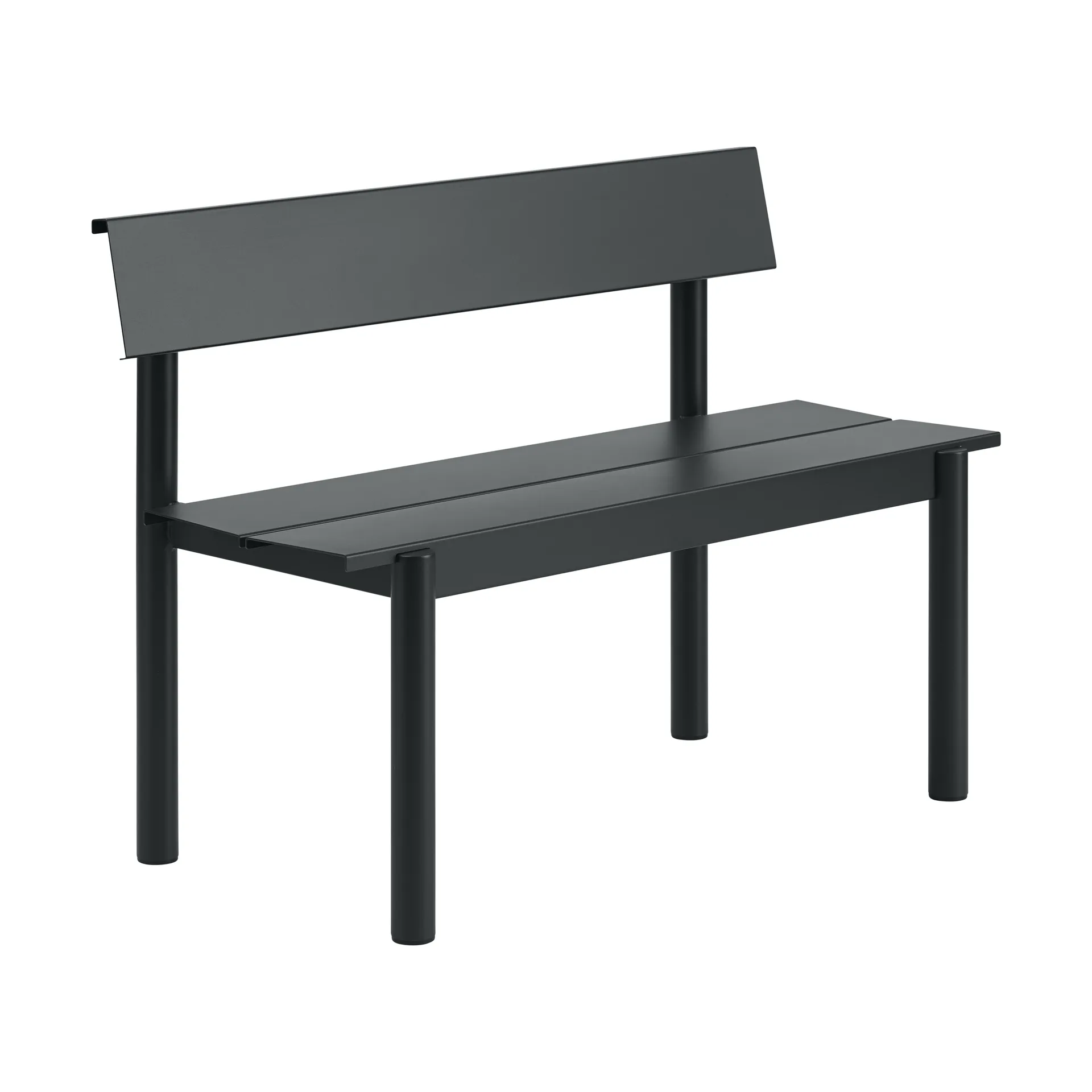 Linear Steel bænk med ryglæn, Black, 110x34 cm Muuto