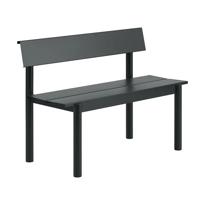 Linear Steel bænk med ryglæn - Black, 110x34 cm - Muuto