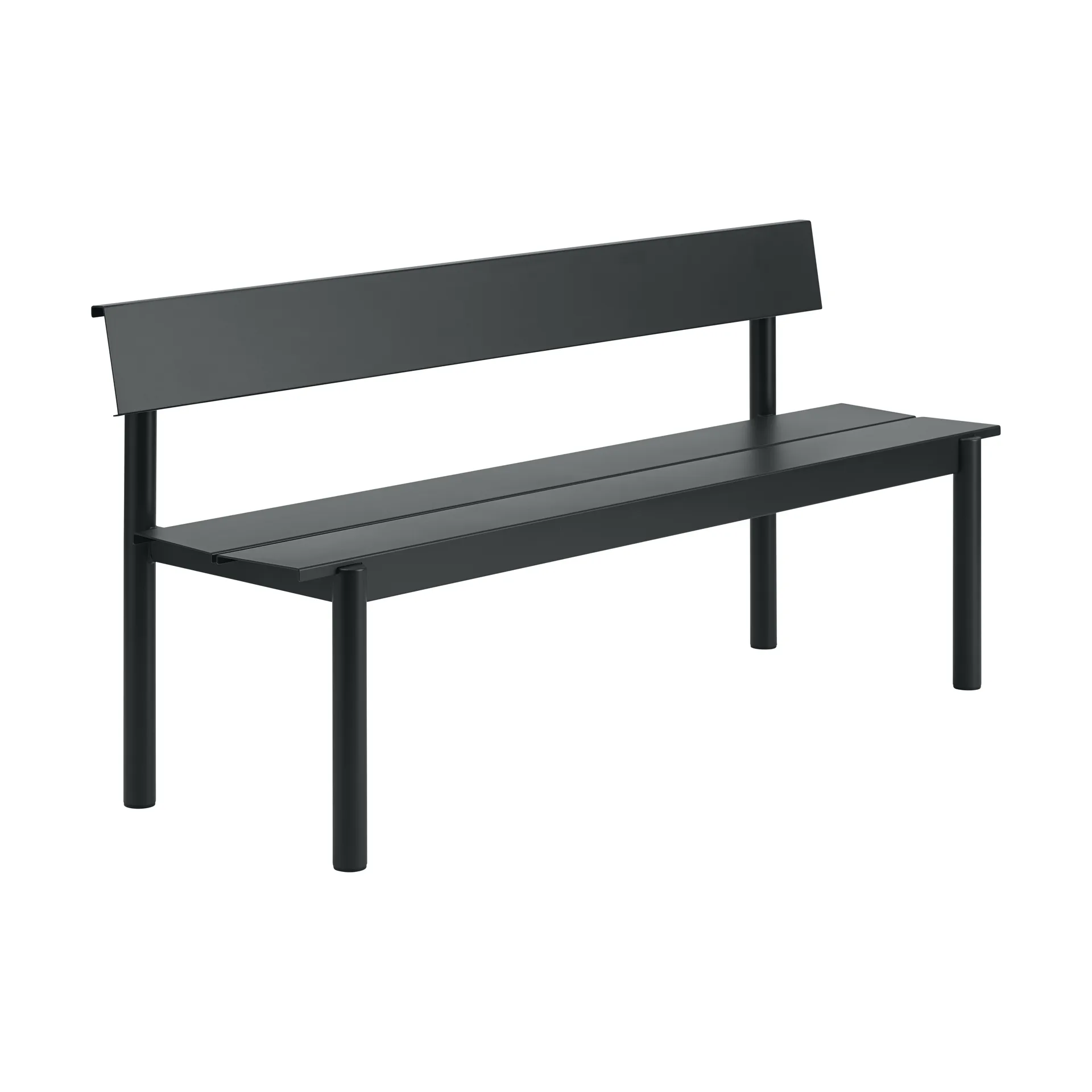 Linear Steel bænk med ryglæn, Black, 170x34 cm Muuto