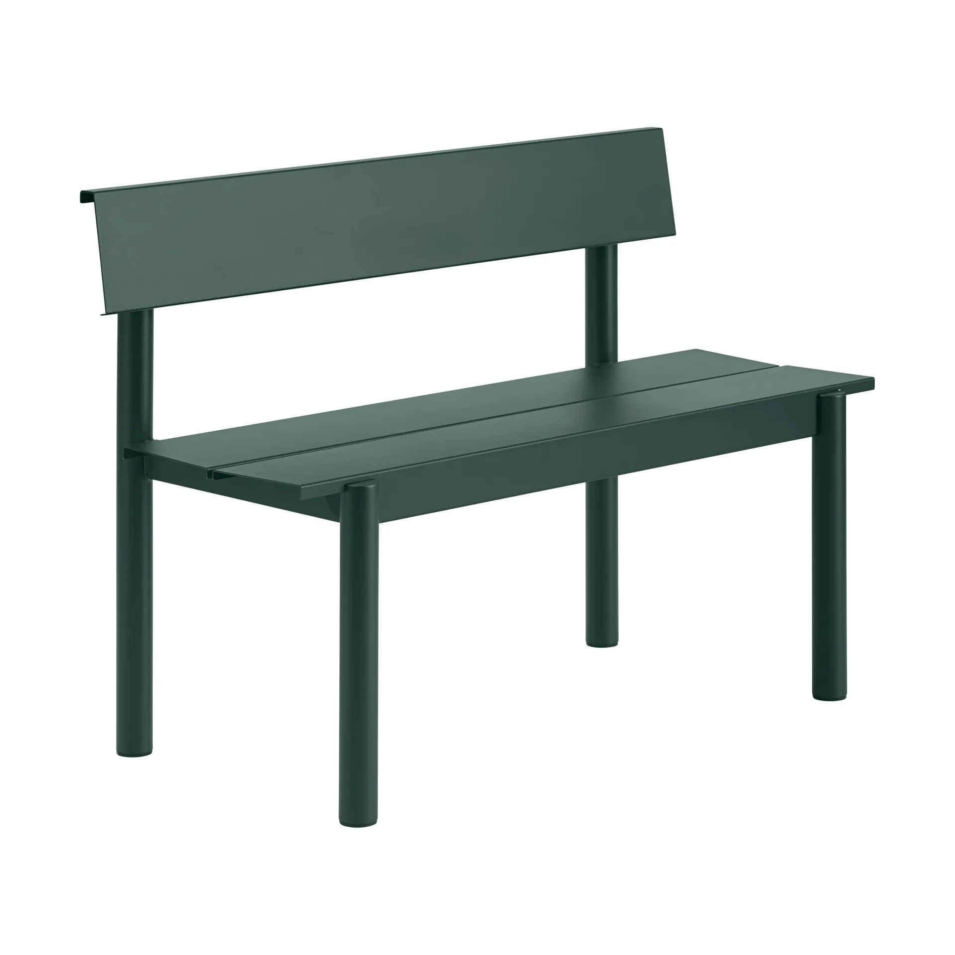 Linear Steel bænk med ryglæn, Dark green, 110x34 cm Muuto