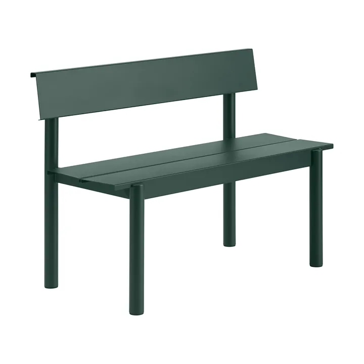 Linear Steel bænk med ryglæn - Dark green, 110x34 cm - Muuto