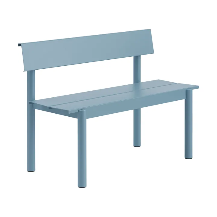 Linear Steel bænk med ryglæn - Pale blue, 110x34 cm - Muuto