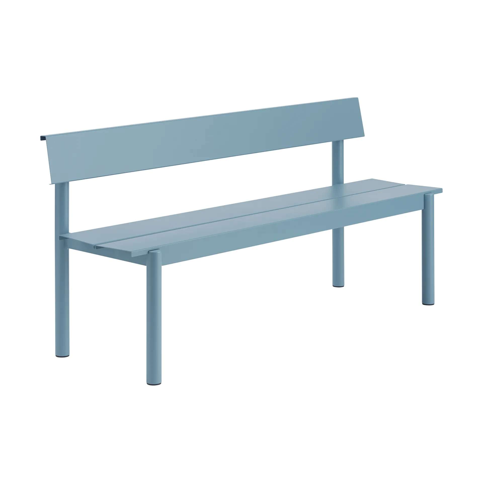 Linear Steel bænk med ryglæn, Pale blue, 170x34 cm Muuto