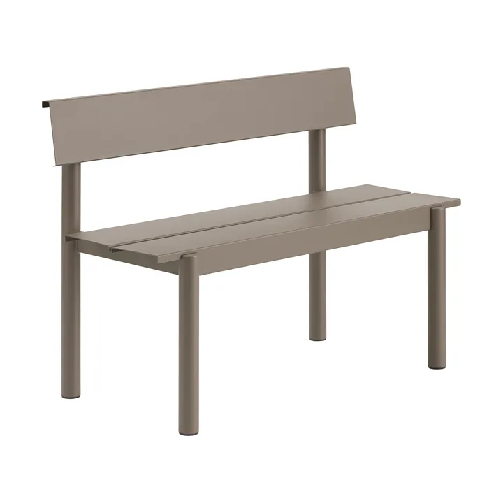 Linear Steel bænk med ryglæn - Taupe, 110x34 cm - Muuto