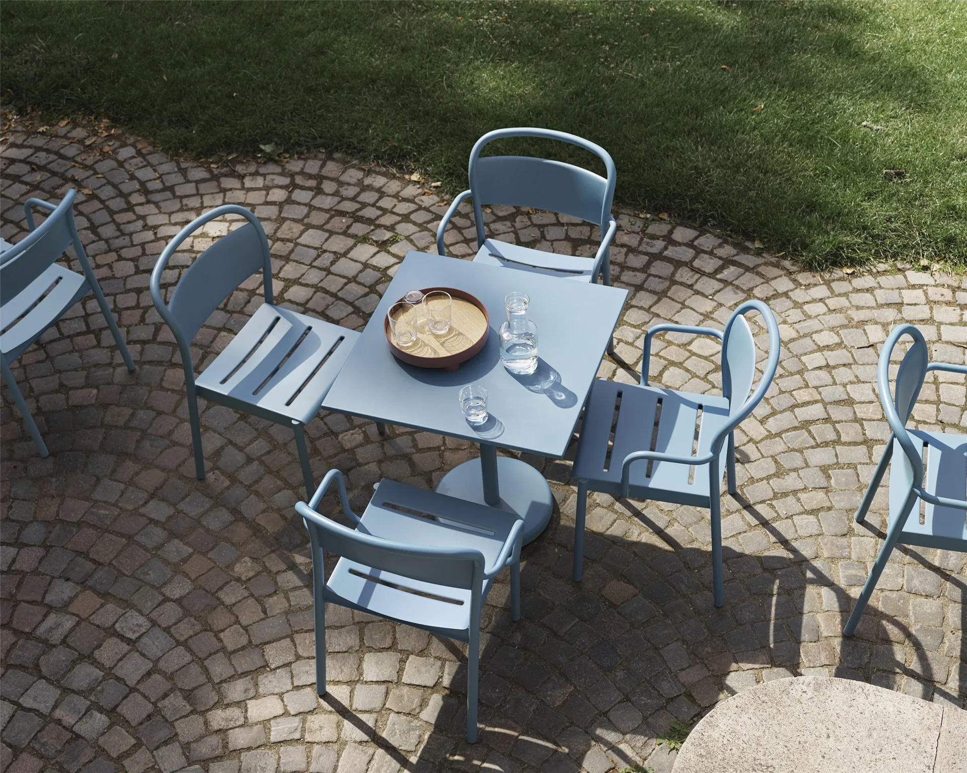 Linear steel side chair stol, Pale blue Muuto