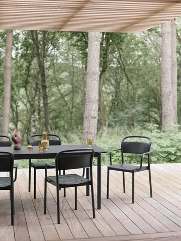 Linear steel table bord 220x90 cm - Black (RAL 7021) - Muuto