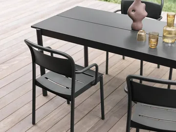 Linear steel table bord 220x90 cm - Black (RAL 7021) - Muuto