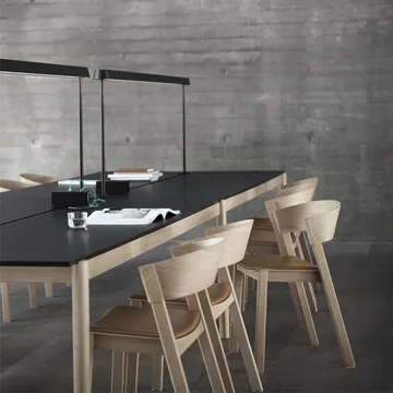 Linear System bord 142x240 cm - White laminate-White ABS/Oak - Muuto