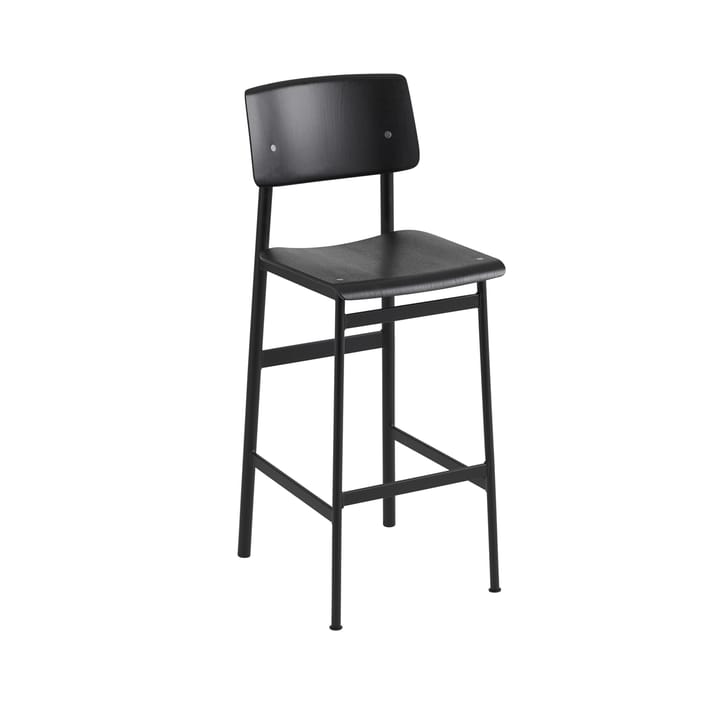 Loft barstol - black, høj, sort understel i stål - Muuto
