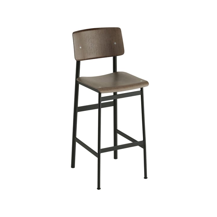 Loft barstol - stained dark brown, høj, sort stålstel - Muuto