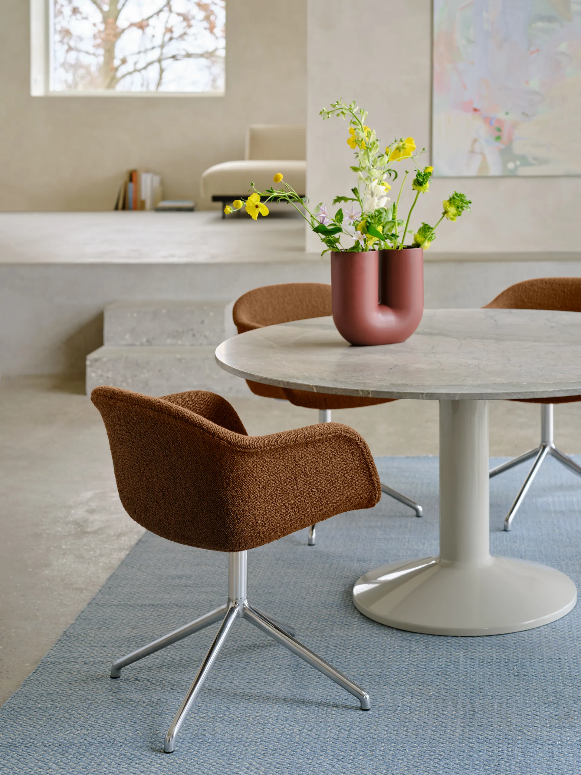 Midst pelarbord Ø140 cm, Grey marble-grey Muuto