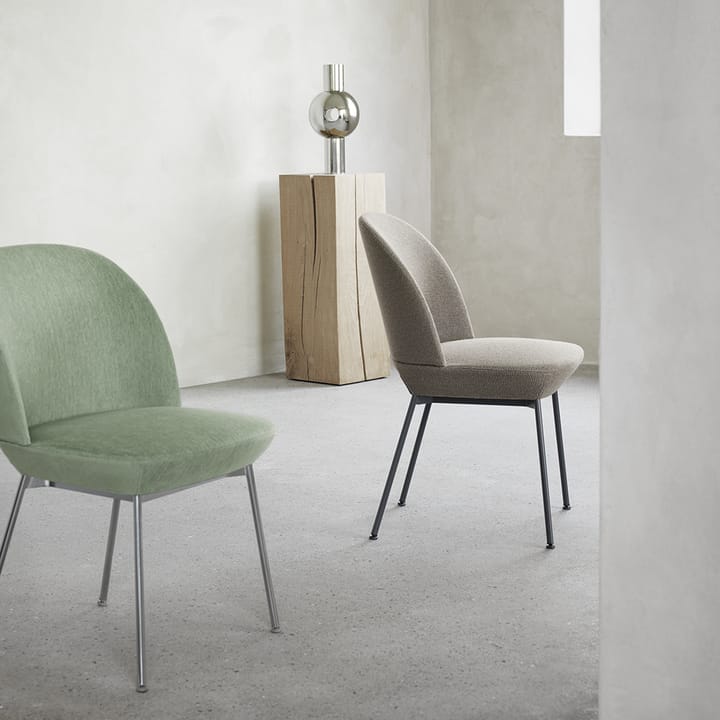 Oslo sidestol stofbeklædt - Twill Weave 530, Chrome - Muuto