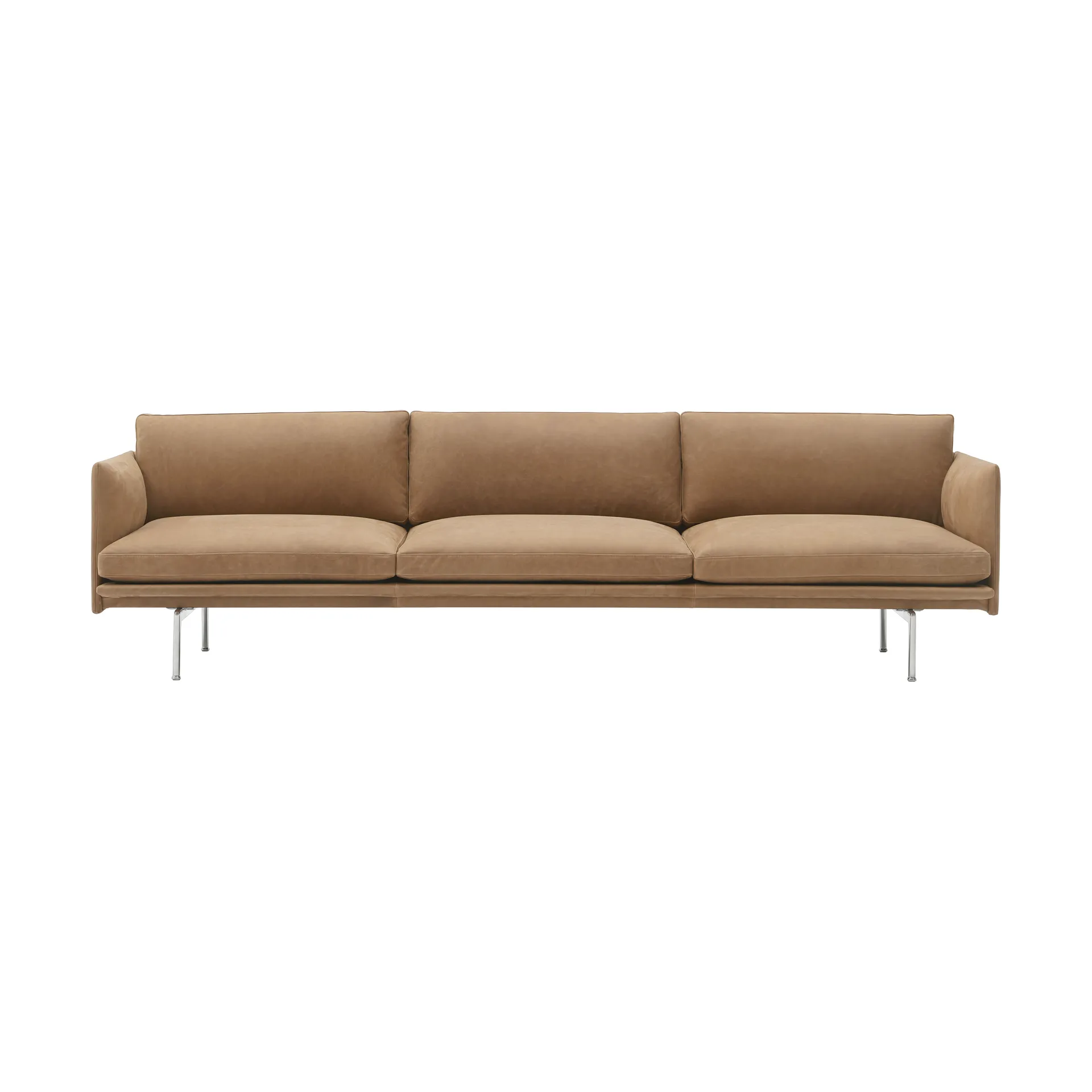 Outline 3,5-personers sofa polished alu, Grace leather Camel Muuto