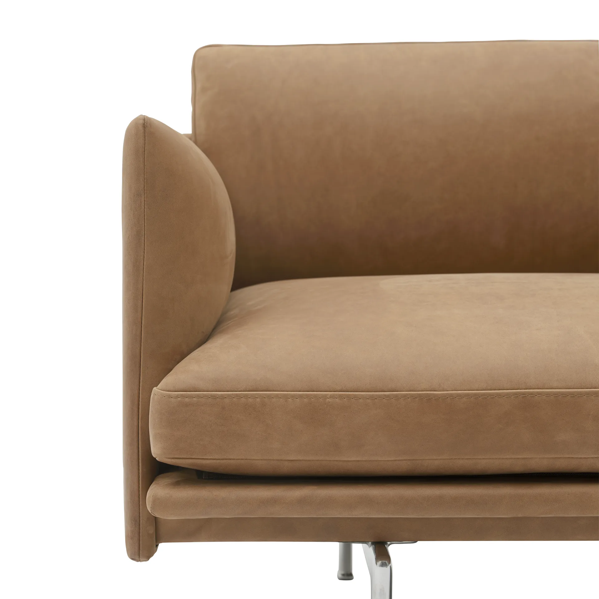 Outline 3,5-personers sofa polished alu, Grace leather Camel Muuto
