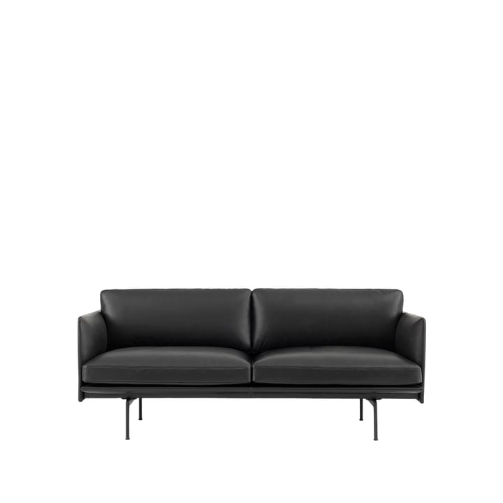 Outline sofa 2-pers. - Refine leather black, black - Muuto