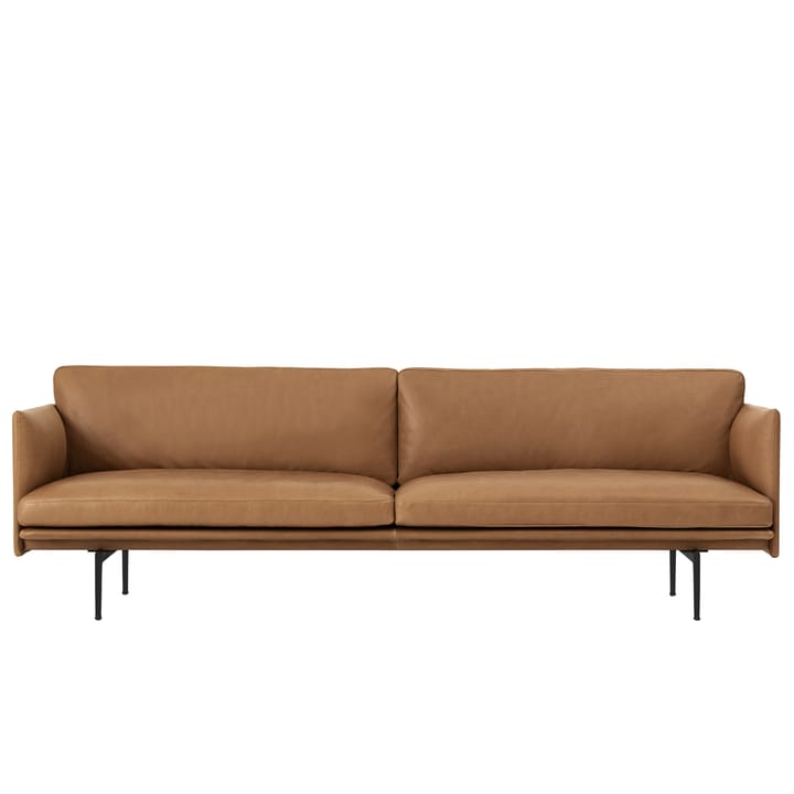 Outline sofa 3-pers. læder - Cognac, sorte ben - Muuto