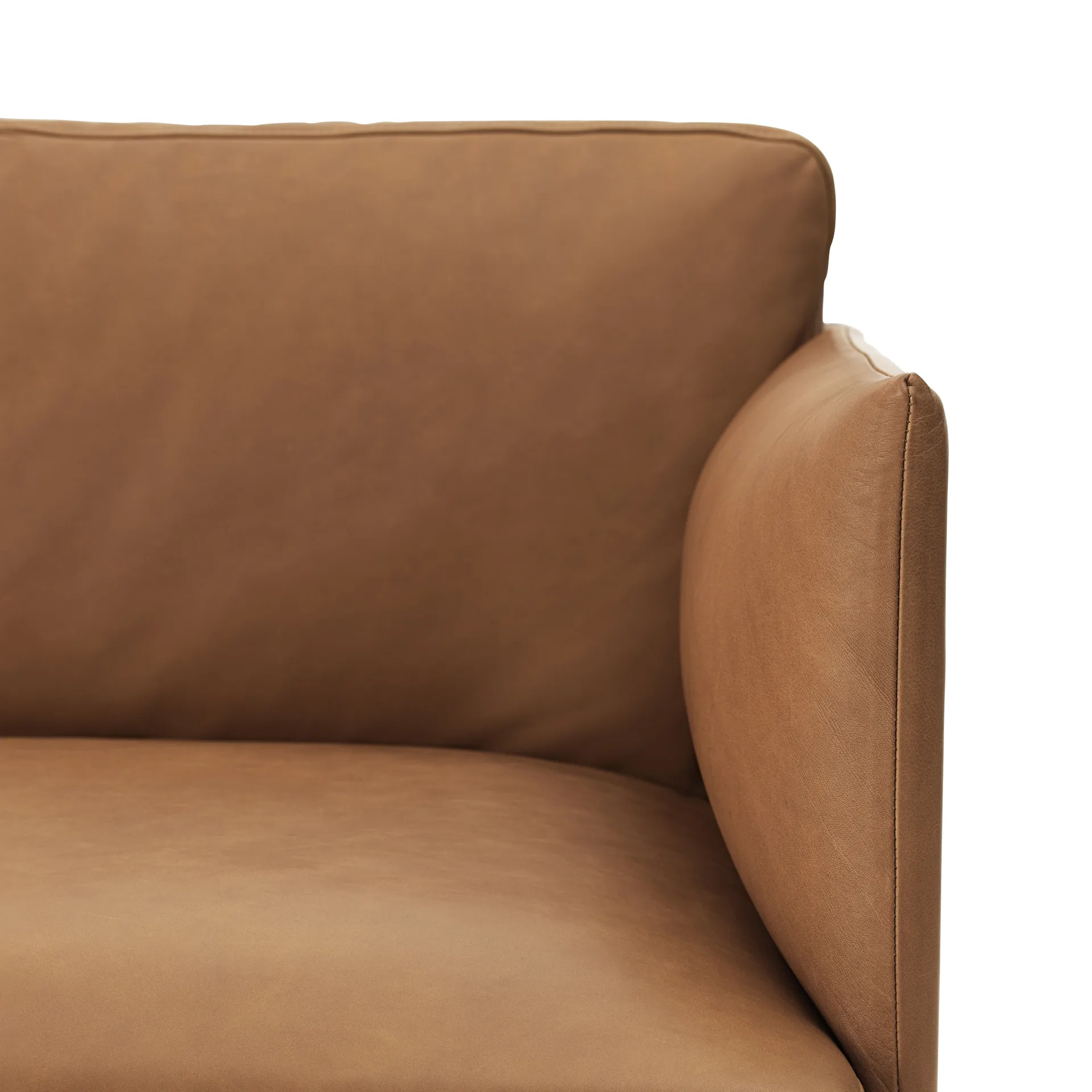 Outline sofa 3-pers. læder, Cognac, sorte ben Muuto