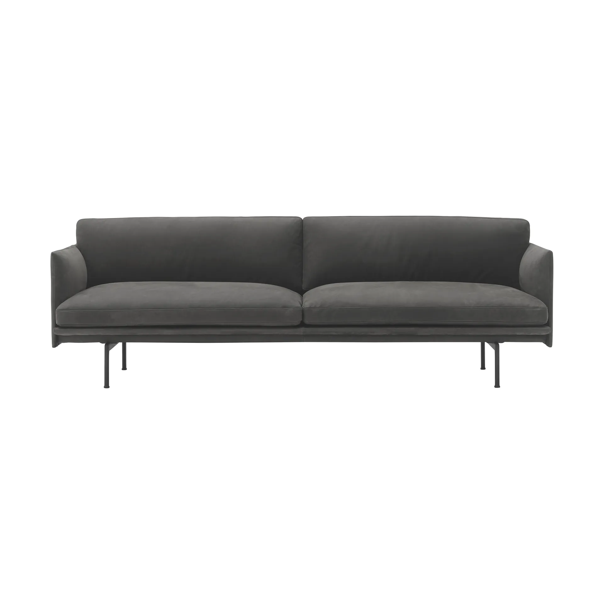 Outline sofa 3-pers. læder, Grace leather Camel-sorte ben Muuto