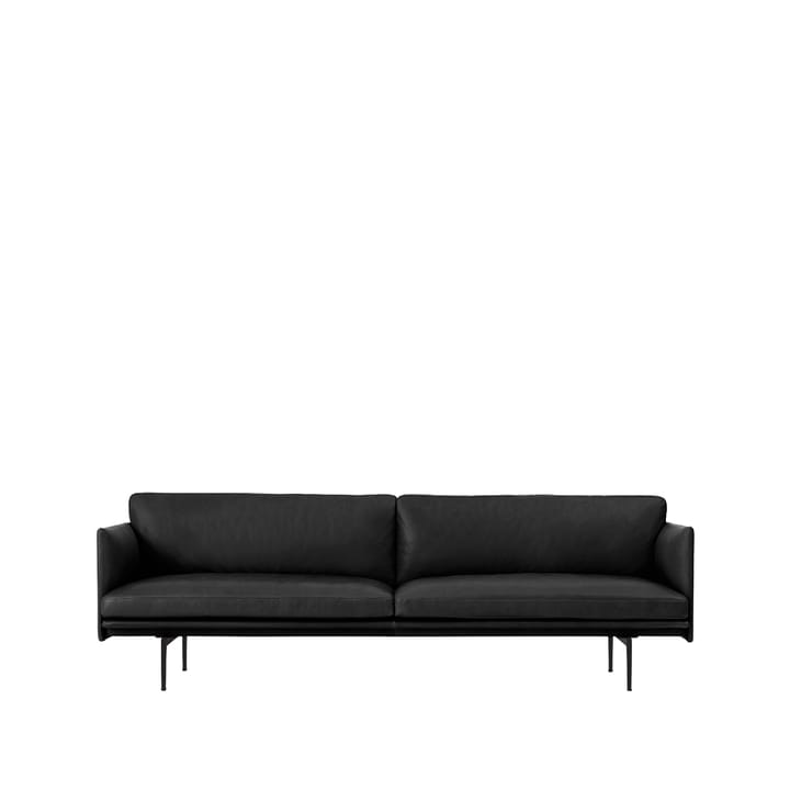 Outline sofa 3-pers. læder - Refine black, sorte ben - Muuto