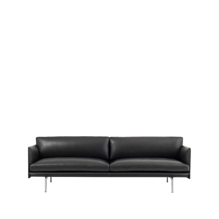 Outline sofa 3-pers. læder - Refine sort, aluminiumsben - Muuto