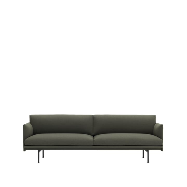 Outline sofa 3-pers. stof - Fiord 961 green, sorte ben - Muuto