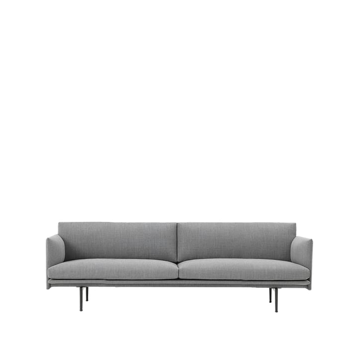 Outline sofa 3-pers. stof - stof Fiord 151 grey, sorte ben - Muuto