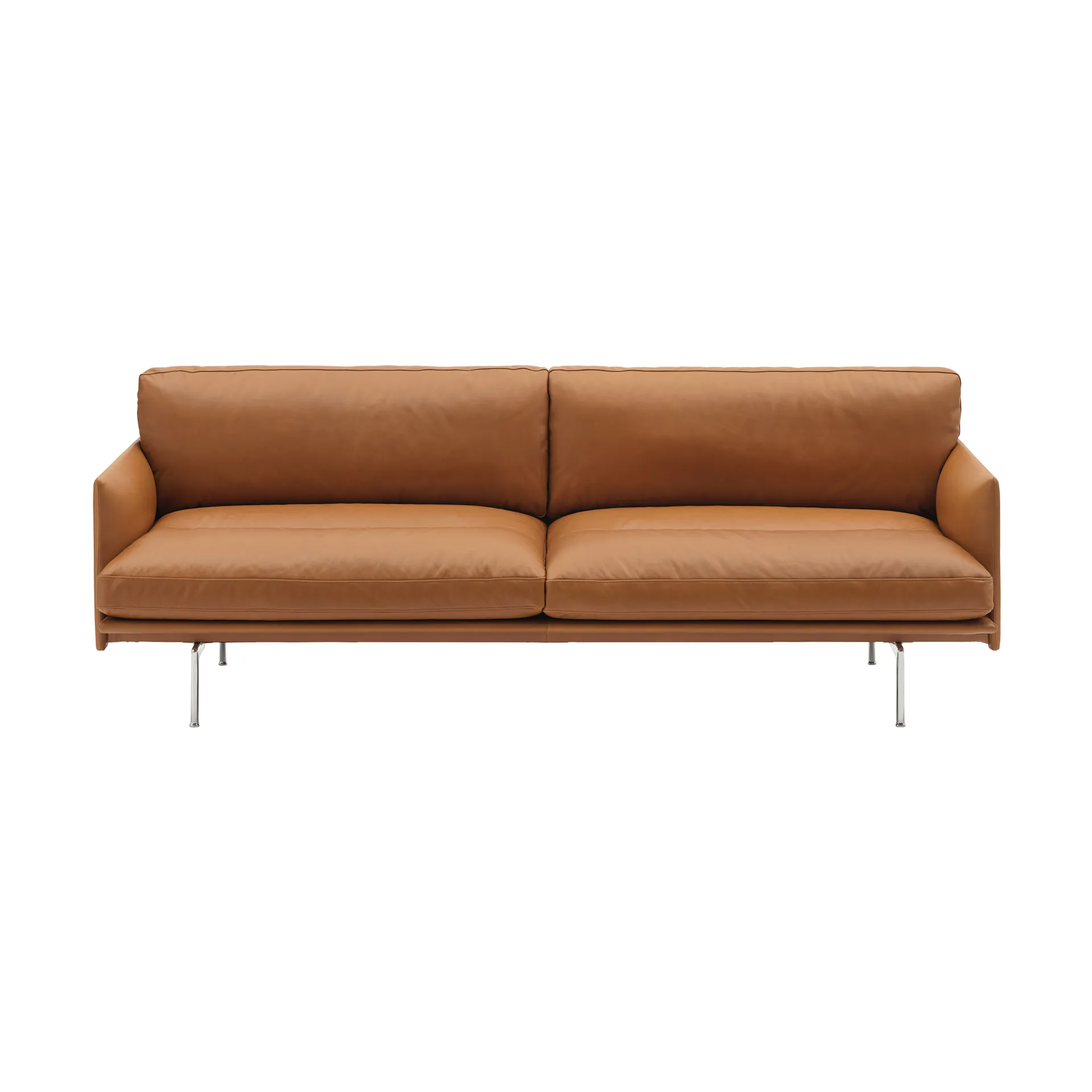 Outline Soft sofa, Refine Leather Cognac-aluminiumsben, 3-pers. Muuto