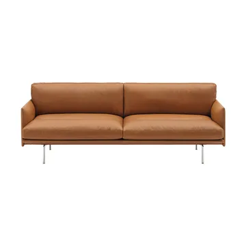 Outline Soft sofa - Refine Leather Cognac-aluminiumsben, 3-pers. - Muuto