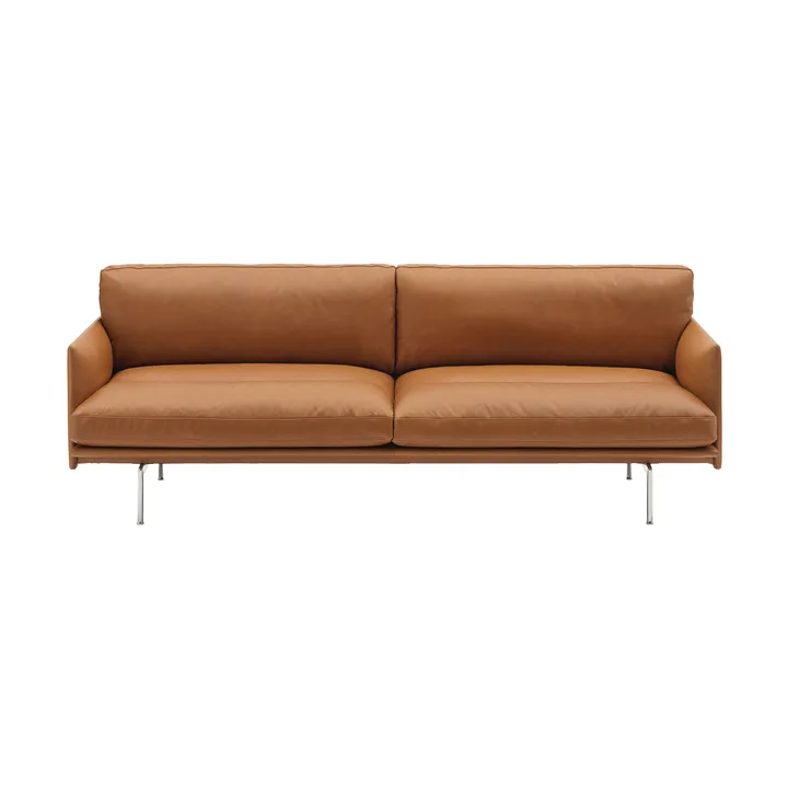 Outline Soft sofa - Refine Leather Cognac-aluminiumsben, 3-pers. - Muuto