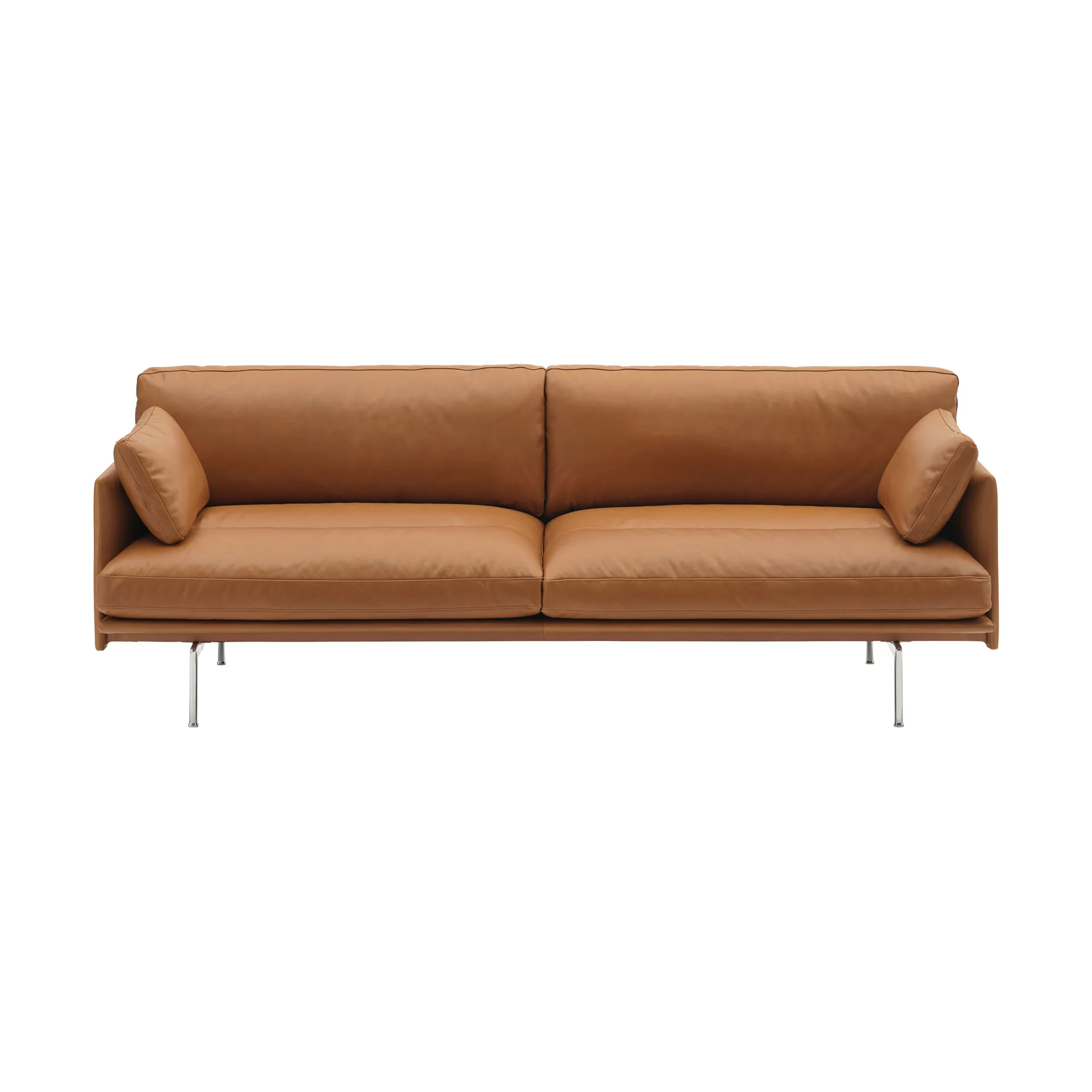 Outline Soft sofa, Refine Leather Cognac-aluminiumsben, 3-pers. Muuto