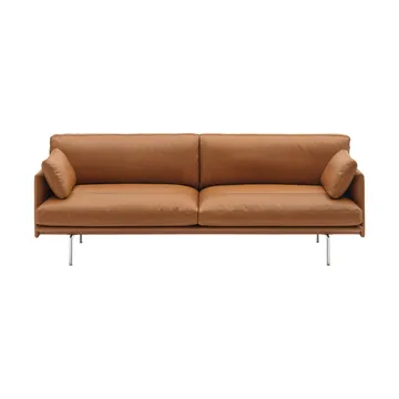 Outline Soft sofa - Refine Leather Cognac-aluminiumsben, 3-pers. - Muuto